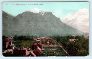 PROVO, UT Utah ~ WASATCH MOUNTAINS & Part of TOWN  c1910s Utah County Postcard