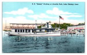 1955 SS Queen at Arnolds Park, Lake Okoboji, IA Postcard