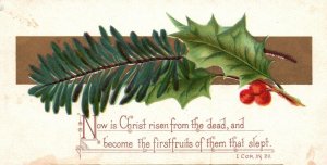 1880s-90s Holly Limb Easter Christ Risen from the Dead Trade Card