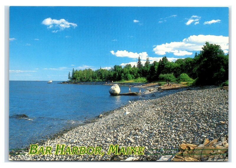 Postcard Bar Harbor, Maine Balance Rock on Shore Path ME MS112