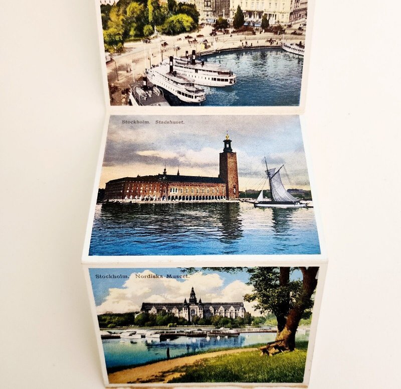 Stockholm Sweden Hand Tint Cards Set Incomplete Lot Of 5 With Case Antique E9