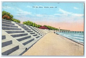 1940 View Of The Sea Wall Biloxi Mississippi MS Posted Vintage Postcard 