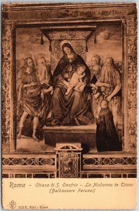 Rome - Chiesa di S. Onofrio - La Madonna in Trono (Baldassare Peruzzi) Postcard