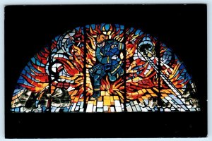 PHILADELPHIA, PA ~ National FIREMAN'S HALL Stained Glass 1989 ~ 4x6 Postcard