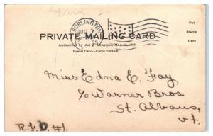 1905 The Richardson, Burlington, VT Private Mailing Card Postcard