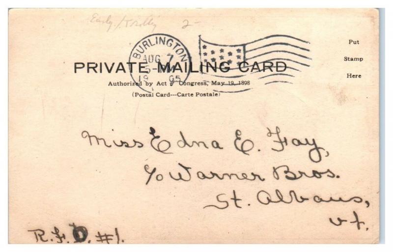 1905 The Richardson, Burlington, VT Private Mailing Card Postcard