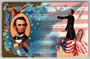 Patriotic Abraham Abe Lincoln Centennial Souvenir  Postcard  c1910