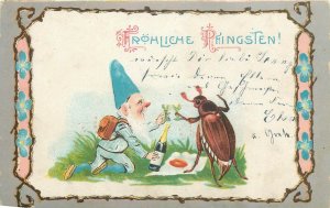 Pentecost humanized beetle bug champagne cheers dwarf gnome fantasy 1906