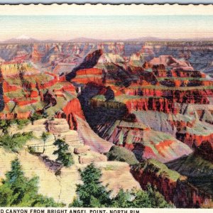 c1940s Grand Canyon, AZ Bright Angel Point North Rim Linen PC Union Pacific A290