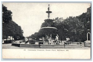 Baltimore Maryland MD RPPC Photo Postcard Centennial Fountain Eutaw Place c1910s