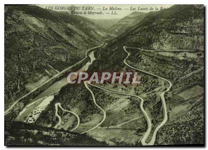 Old Postcard the Gorges du Tarn Malene the laces of the Route du Causse Meyrueis