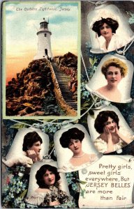 Vtg St. Brélade Jersey Corbiere Lighthouse Our Belles 1909 Raphael Tuck Postcard