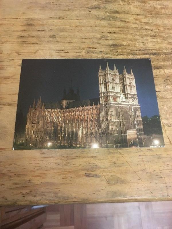 Vtg Postcard: London, Westminster Abbey, Floodlit