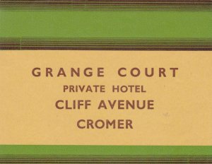 England Cromer Orange Court Hotel Vintage Luggage Label sk3478