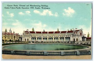 1909 Geyser Basin Oriental And Manufacturing Buildings Scene Seattle WA Postcard