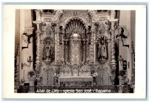 c1940's Catholic Church Of Saint Joseph Interior View Panama RPPC Photo Postcard 