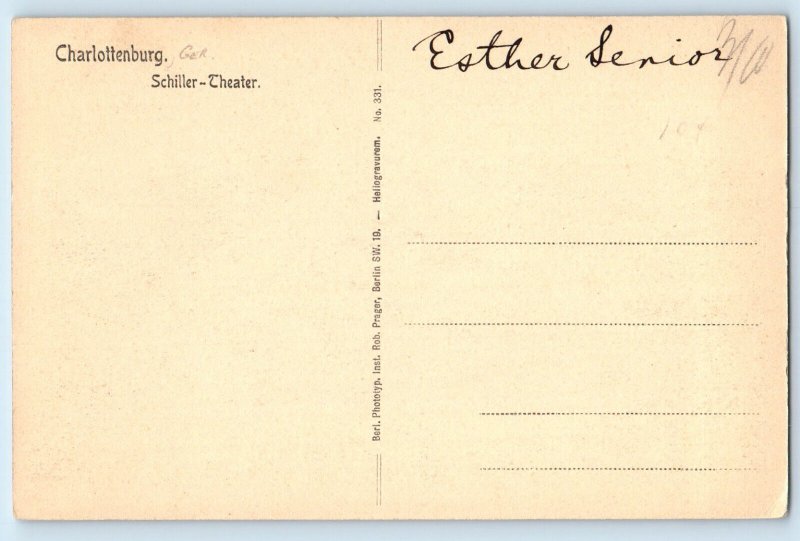Charlottenburg Berlin Germany Postcard Schiller-Theater c1930's Vintage