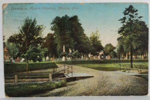 Alliance Ohio Entrance to Alliance Cemetery 1913 to Sebring Postcard T12