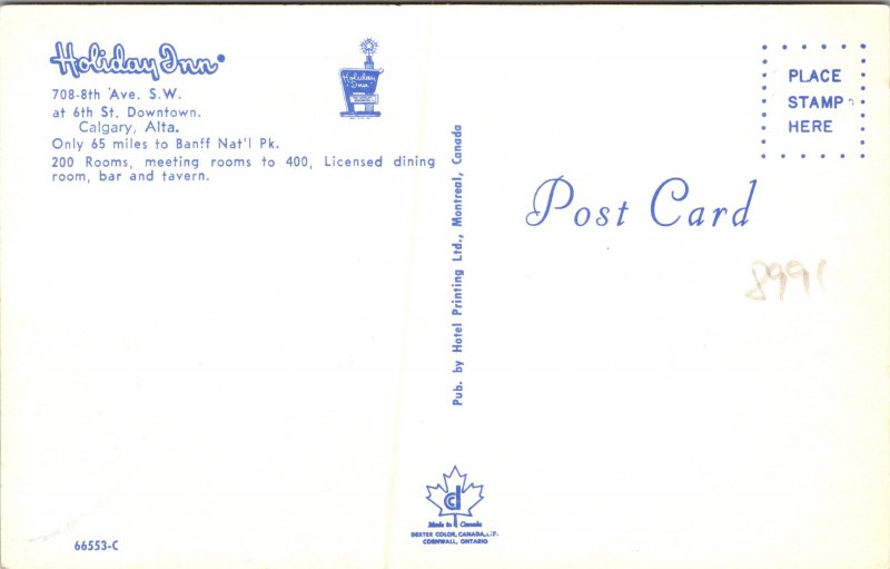 Calgary AB Canada Holiday Inn Postcard unused 1950s