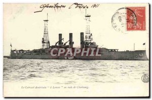 Old Postcard Boat The US armor Lansas 1 in Cherbourg harbor