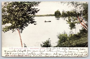 Brainerd Minnesota~Gilbert Lake View~Couple in Rowboat~1906 Postcard