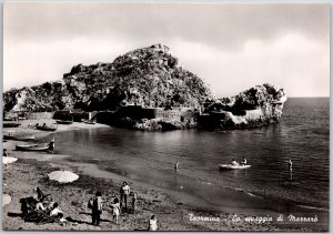 Taormina ~ La Spaggia di Mazzaro Italy Rockies Real Photo RPPC Postcard