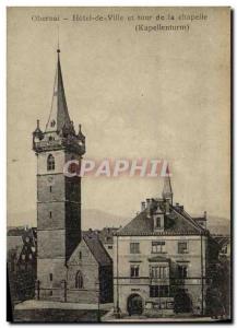Old Postcard Obernai Town Hall and tower of the chapel