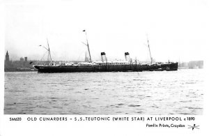 SS Teutonic White Star Line Real Photo Writing on back, missing stamp 