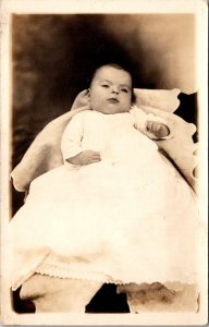 RPPC Infant in Christening Gown, Wheeling WV Vintage Postcard U75