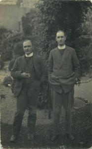 Group of men early photo postcards x 4