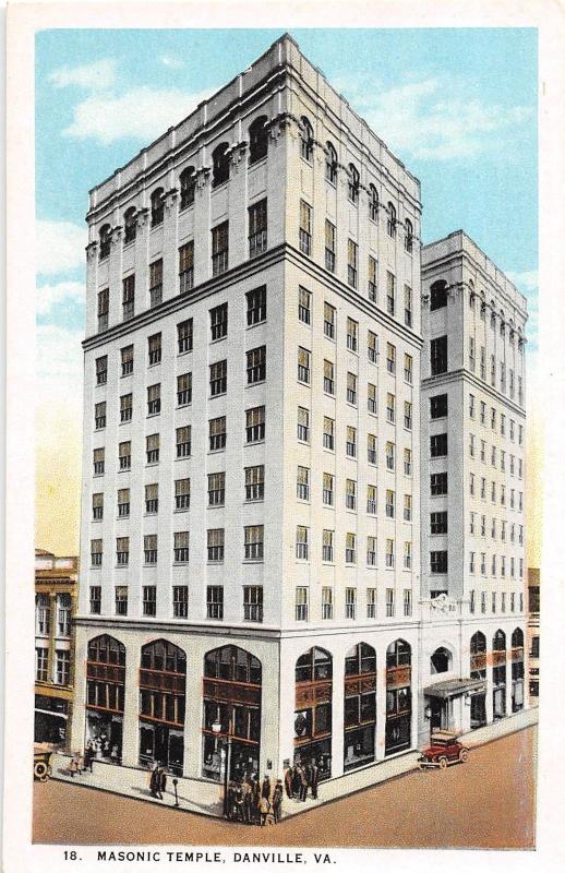 C49/ Danville Virginia Va Postcard c1915 Masonic Temple Building 2