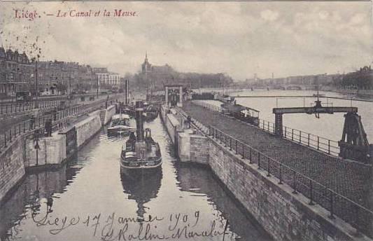 Belgium Liege Le Canal et la Meuse 1909