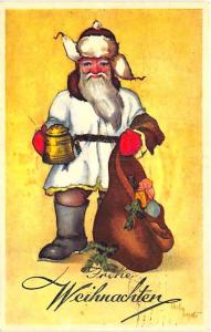 Merry Christmas White Suited Santa Claus Tankard Toy Bag Postcard