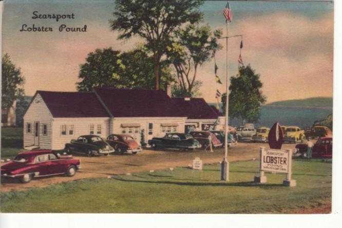 LOBSTER POUND  SEARSPORT, ME 1949 linen postcard