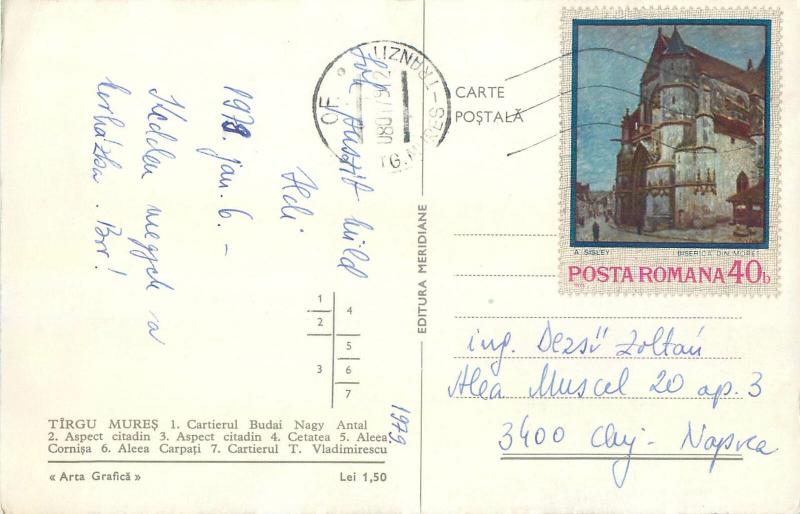 Romania Targu Mures Cart Budai Nagy Antal Aspect Citadin Cetatea Aleea Carpati Hippostcard