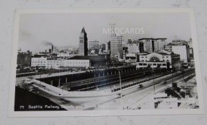 VINTAGE REAL PHOTO POSTCARD SEATTLE RAILWAY DEPOTS & BUSINESS DISTRICT 3X5