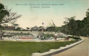 barbados, BRIDGETOWN, Queen's Park, Lake, Terrace and Bandstand (1910s) Postcard
