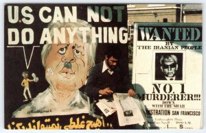 1981 TEHERAN IRAN HOSTAGE CRISIS POSTERS MOCKING JIMMY CARTER & SHAH POSTCARD