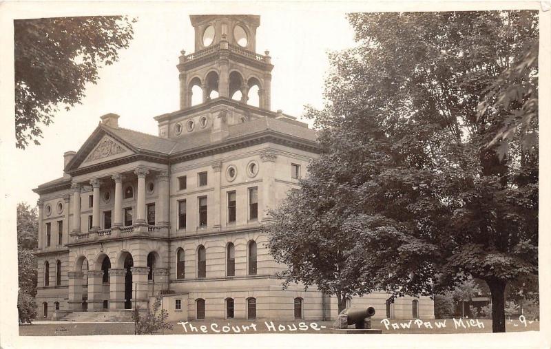 D53/ Paw Paw Michigan Mi RPPC Postcard County Court House 1937   1