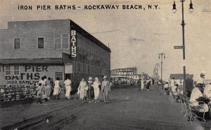 Iron Pier Baths, Rockaway Beach, New York, Early Postcard, Used in 1937