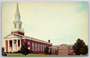 First Baptist Church Greensboro North Carolina NC Grounds & Pine Trees Postcard