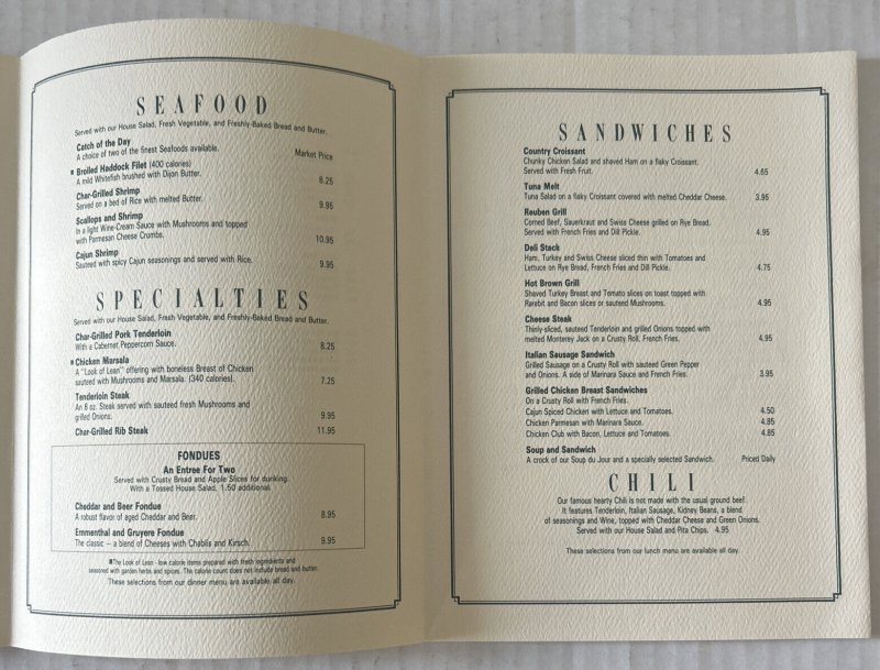 JB Winberie Restaurant & Bar Boston, MA Stouffer Restaurant Co 1987 Vintage Menu