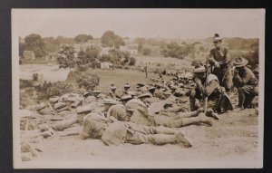 Mint Real Picture Postcard RPPC US Army Infantry Soldiers at Rest WW1