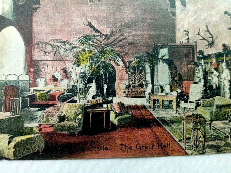 Vintage Postcard Warwick Castle The Great Hall Inside Castle Scene