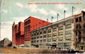 Street Scene Euclid Ave Shopping District Cleveland OH c1910 Vtg Postcard N08