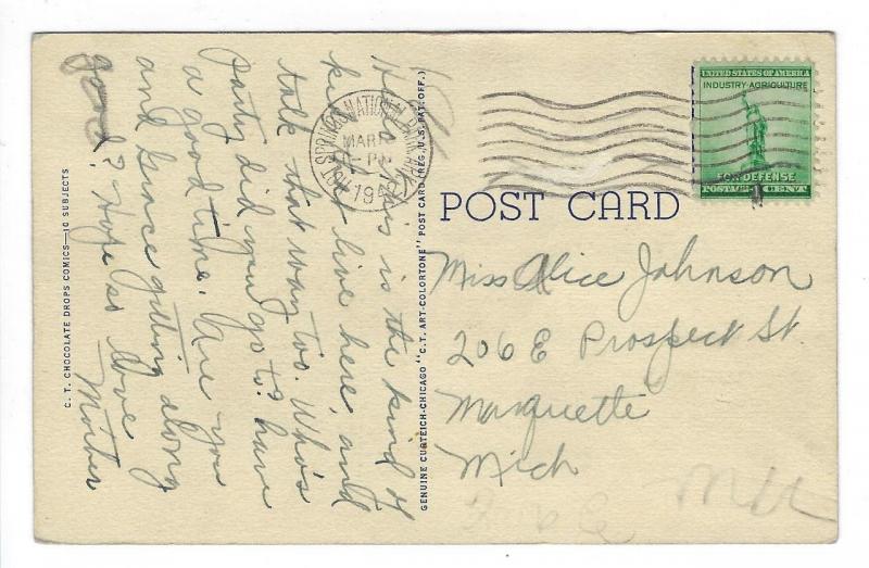 1942 Black Americana Comic Postcard Posted Hot Springs, AR Natl Park (MM131)