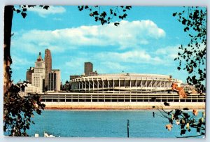 c1971 Cincinnati Ohio OH Postcard Skyline Queen City Riverfront Stadium Posted