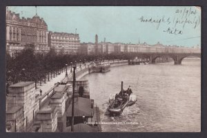 Vintage Postcard England London Thames Embankment 1904