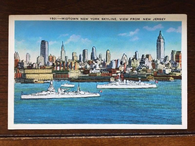 Battleships in front of Midtown, New York City Skyline, View from New Jersey D16