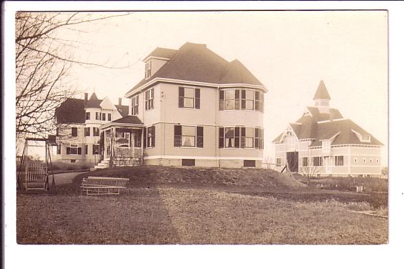 Real Photo, Three Larges Houses,  Mrs Robert Holmes from Mrs Gardner Mrtcalf.